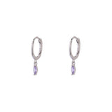 Prye Purple CZ Dangle Hoop Huggies