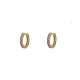 Eternity Amethyst Cz Huggie Hoops- Gold Plated Sterling Silver