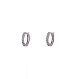 Eternity Amethyst Cz Huggie Hoops- Sterling Silver