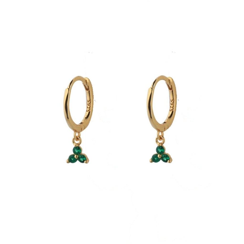 Lucy Green Cz Dangle Hoop Huggies