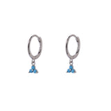 Lucy Turquoise  Cz Dangle Hoop Huggies