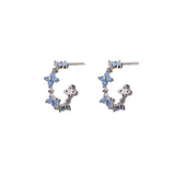 Opalite Flower Silver Hoop