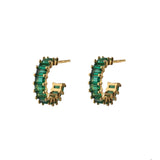 Quin Emerald Gold Dangle Hoop