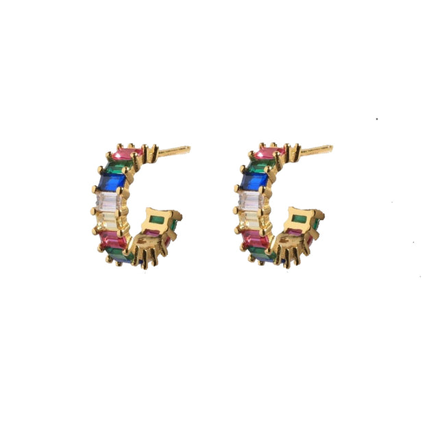 Quin Colourful Gold Dangle Hoop