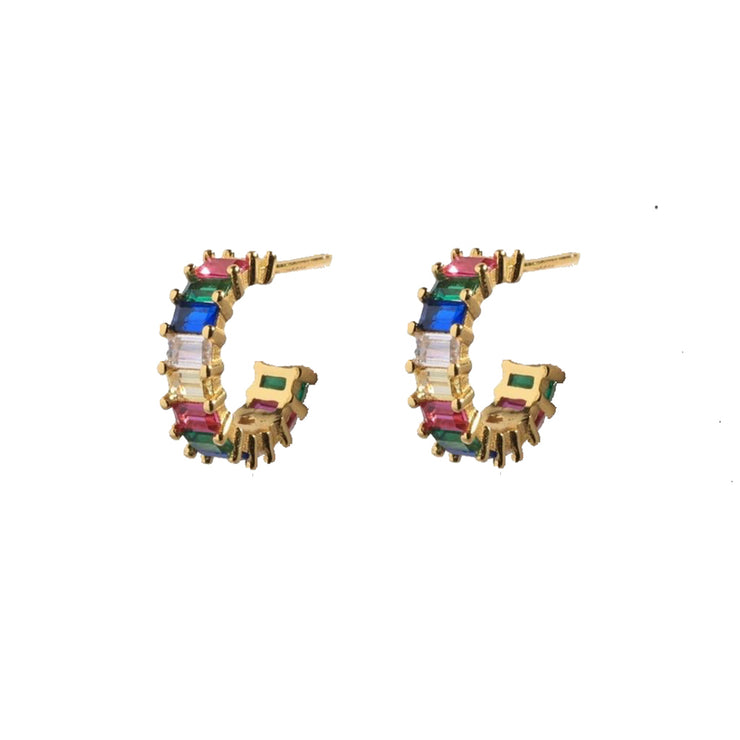 Quin Colourful Gold Dangle Hoop