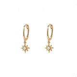 Olsta White Opal Gold Dangle Hoop