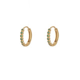 Rounded Green CZ Gold Huggies