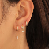 Clear Butterfly Dangle Hoop Huggies