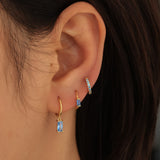 Eternity Aquamarine Cz Huggie Hoops- Gold Plated Sterling Silver