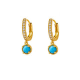 Layla Turquoise Gold Dangle Hoop