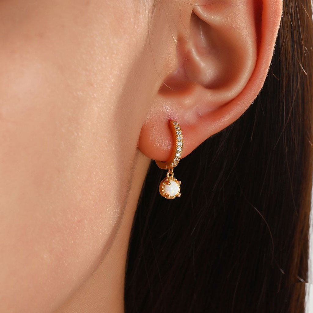 Layla Opal Gold Dangle Hoop