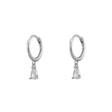 Drop Silver Dangle Hoop