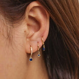 Rectangle Blue Gold Dangle Hoop