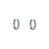 Eternity Rainbow Cz Huggie Hoops-Sterling Silver