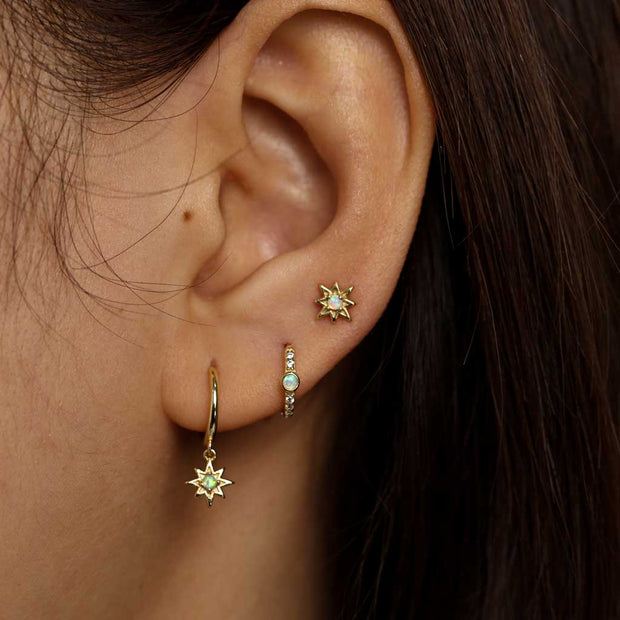 Olsta White Opal Gold Stud Earring