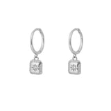 Aliyah White Silver Dangle Hoop