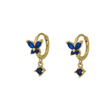 Blue Butterfly Dangle Hoop Huggies