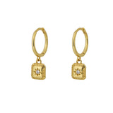 Aliyah White CZ Gold Dangle Hoop