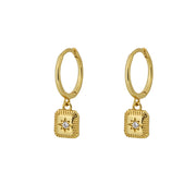 Aliyah White CZ Gold Dangle Hoop