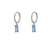 The Lov Aquamarine CZ Dangle Hoop Huggies