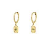 Leona Green Gold Dangle Hoop