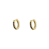 Eternity Jet Black CZ Huggie Hoops-Gold Plated Sterling Silver