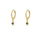 Rectangle Blue Gold Dangle Hoop