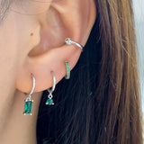 The Lov Green CZ Dangle Hoop Huggies