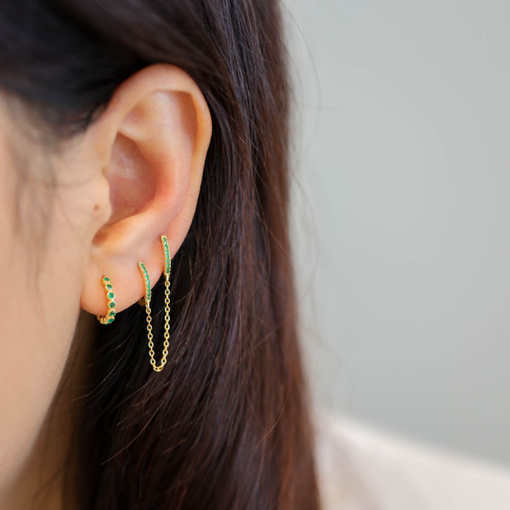 8.5mm Sophi Green Gold Huggie