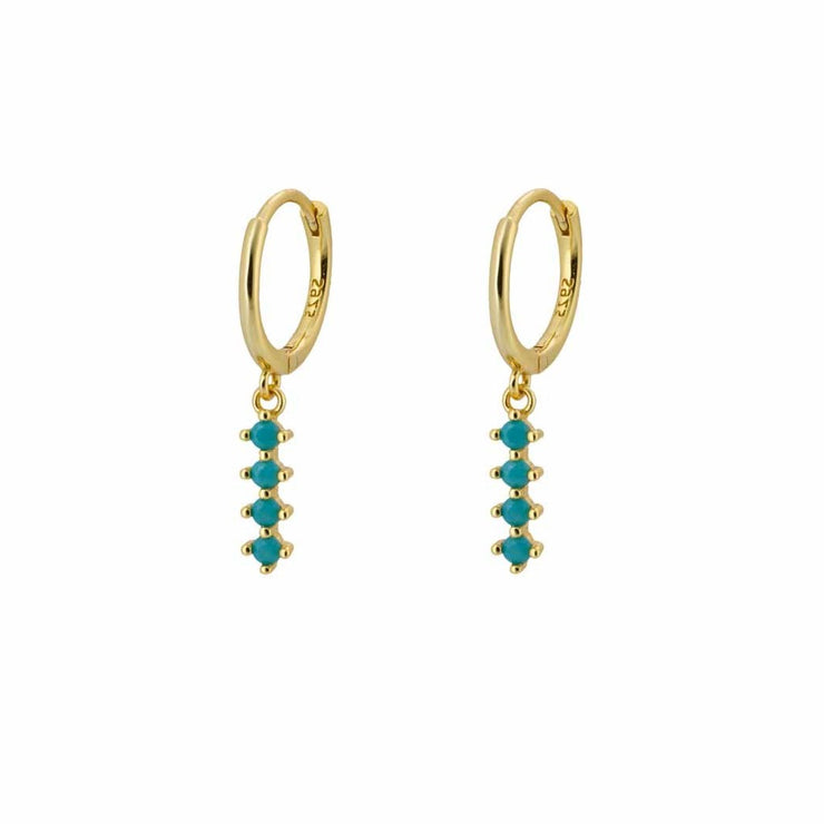 Forz Turquoise Gold Dangle Hoop