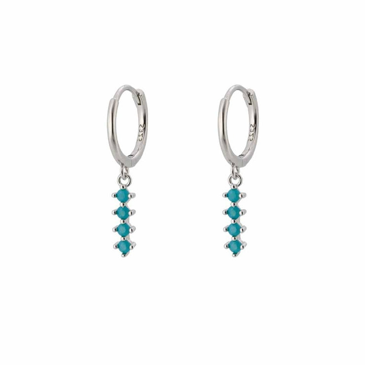 Forz Turquoise Silver Dangle Hoop