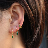 Cali Emerald Gold Dangle Hoop