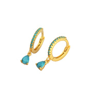 Turquoises  Maya Gold Dangle Hoop