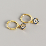Round Evil Eye Gold Dangle Hoop
