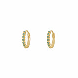 Rounded Turquoise Gold Huggies
