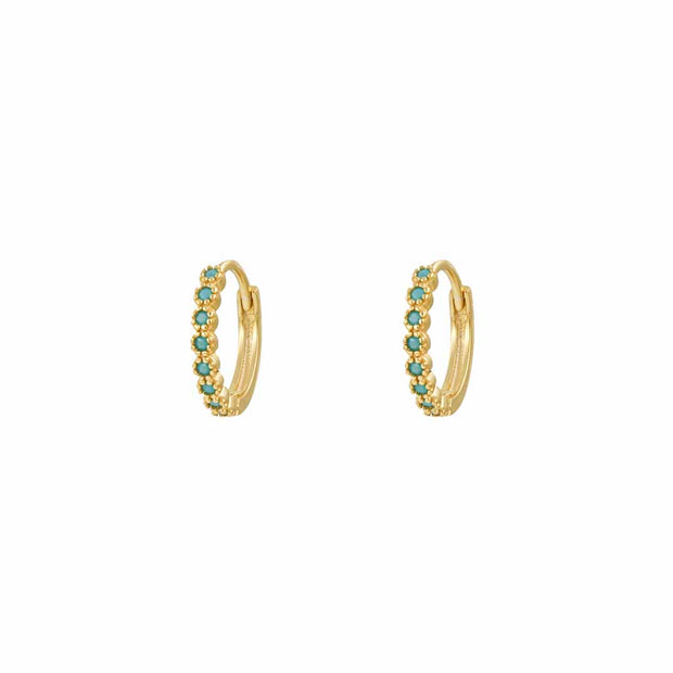 Rounded Turquoise Gold Huggies