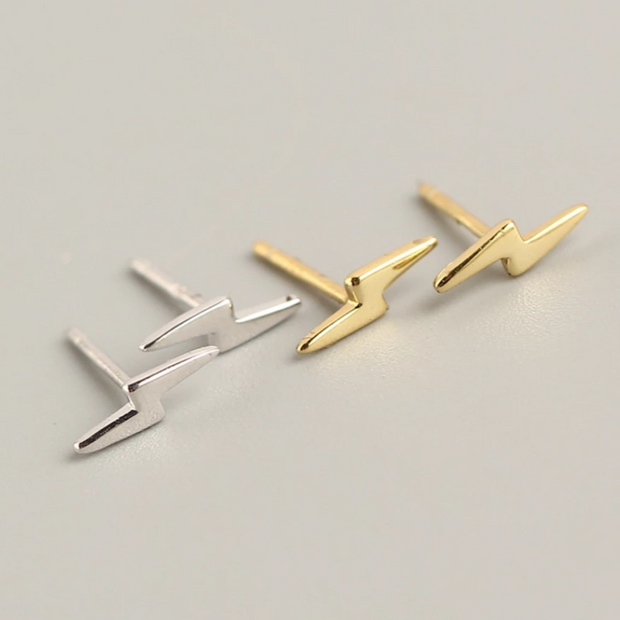 Lightning Bolt Silver Stud Earrings