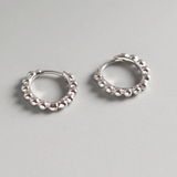 8mm Beaded Silver Huggie