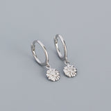 Daisy Silver Dangle Hoop