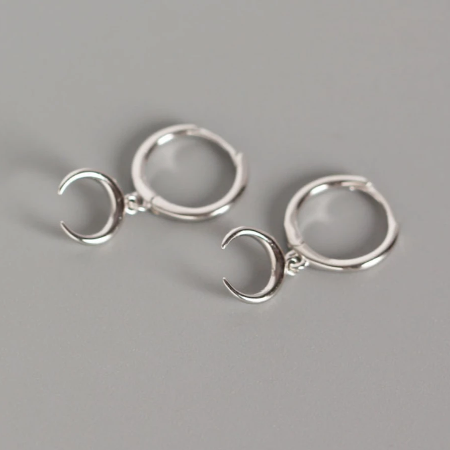 Silver hoop sterling silver huggies silver moon hoop