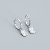 Aliyah White Silver Dangle Hoop