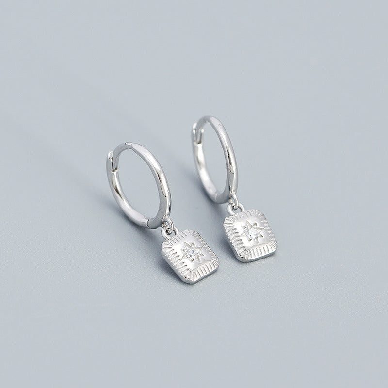 Aliyah White Silver Dangle Hoop