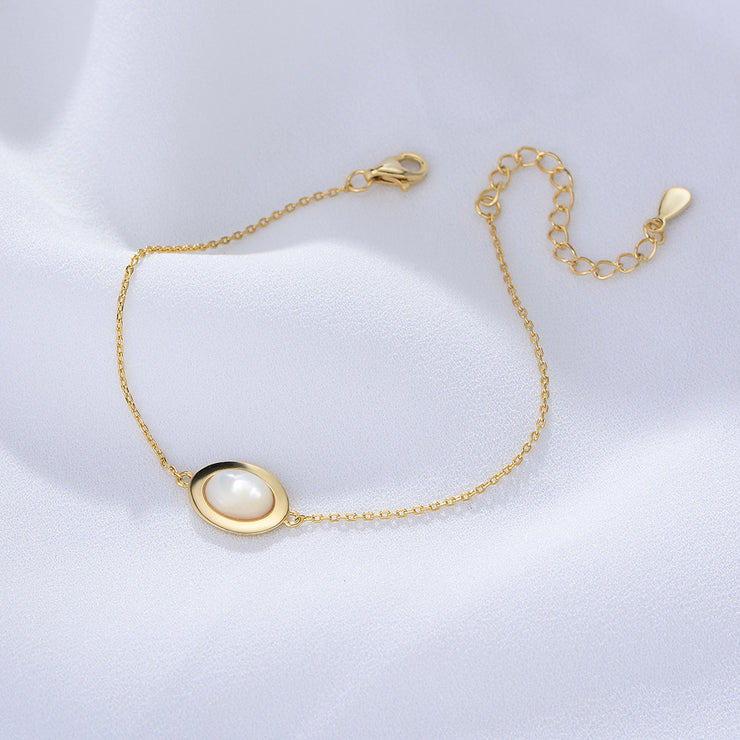 Oval Shell Gold Bracelet