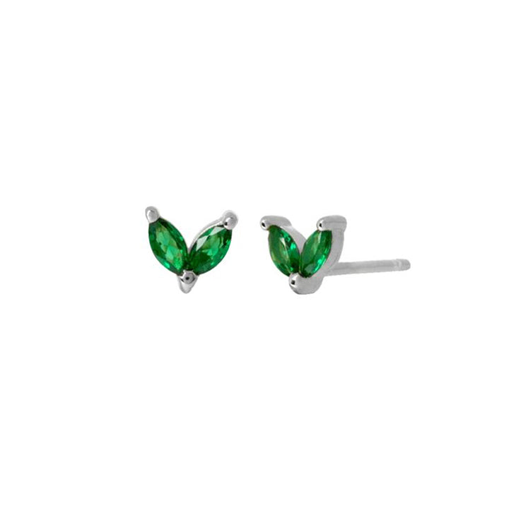 Emerald Twin CZ Stud Earrings