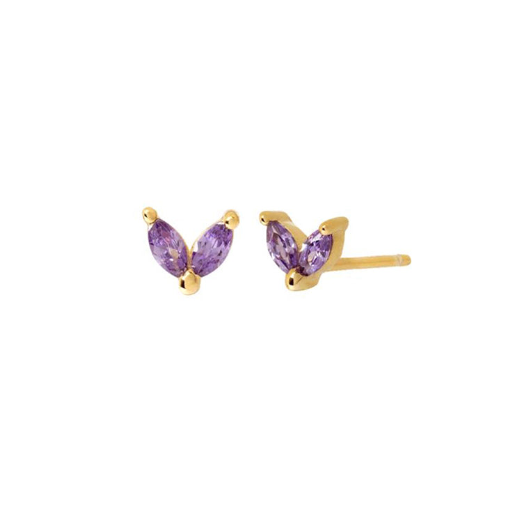 Purple Twin CZ Stud Earrings