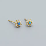 Opal Flower Gold Stud Earring