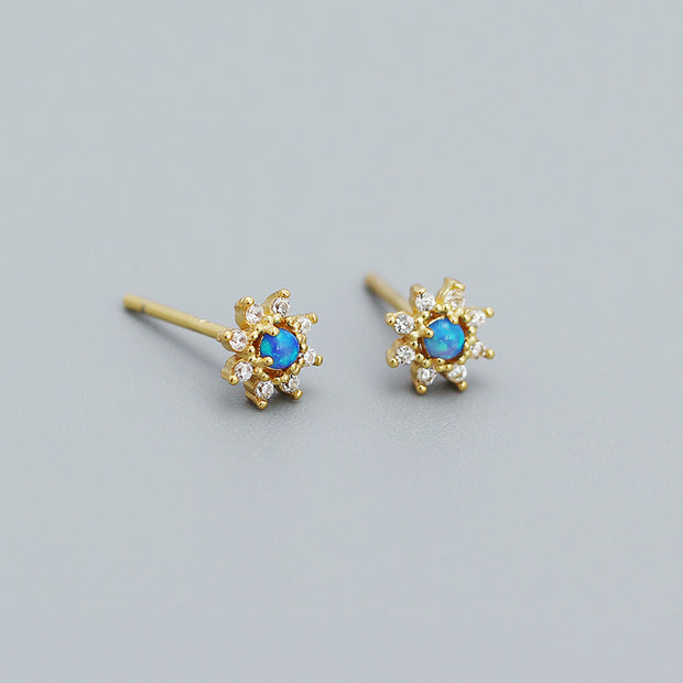 Opal Flower Gold Stud Earring