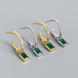 Cali Emerald Gold Dangle Hoop