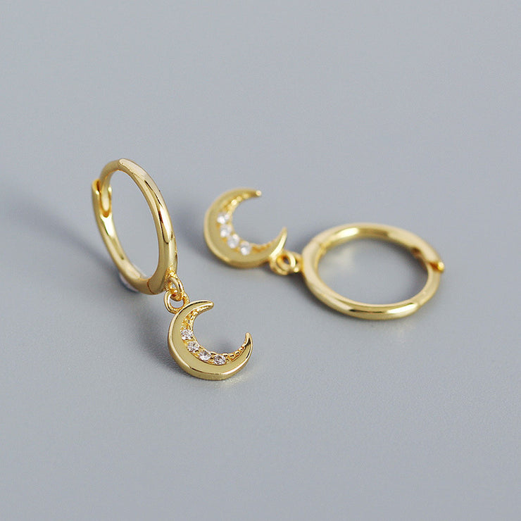 Lilith Moon Gold Dangle Hoop