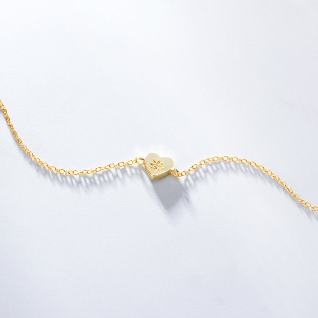 Heart With Cubic Gold Bracelet